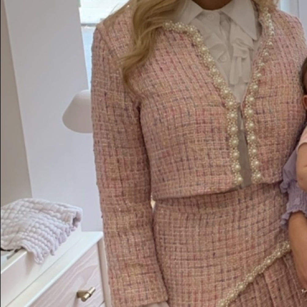 Size small shirt and skirt set with white blouse
